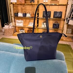 Tory Burch Nylon Large Tote 166469 In Tory Navy $300
